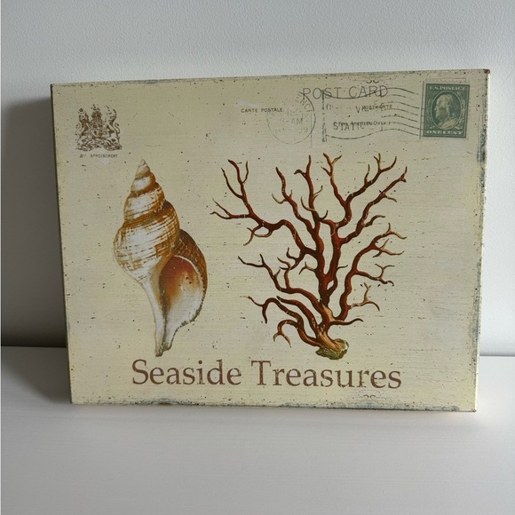 Set Coastal Postcard Style Shabby Chic Beachy Wooden Pictures (2) - Picture 2 of 8